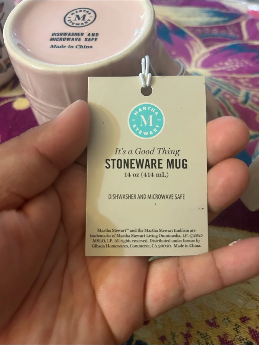 NWT pink Martha Stewart Stoneware Mug, 14oz - Picture 7 of 8